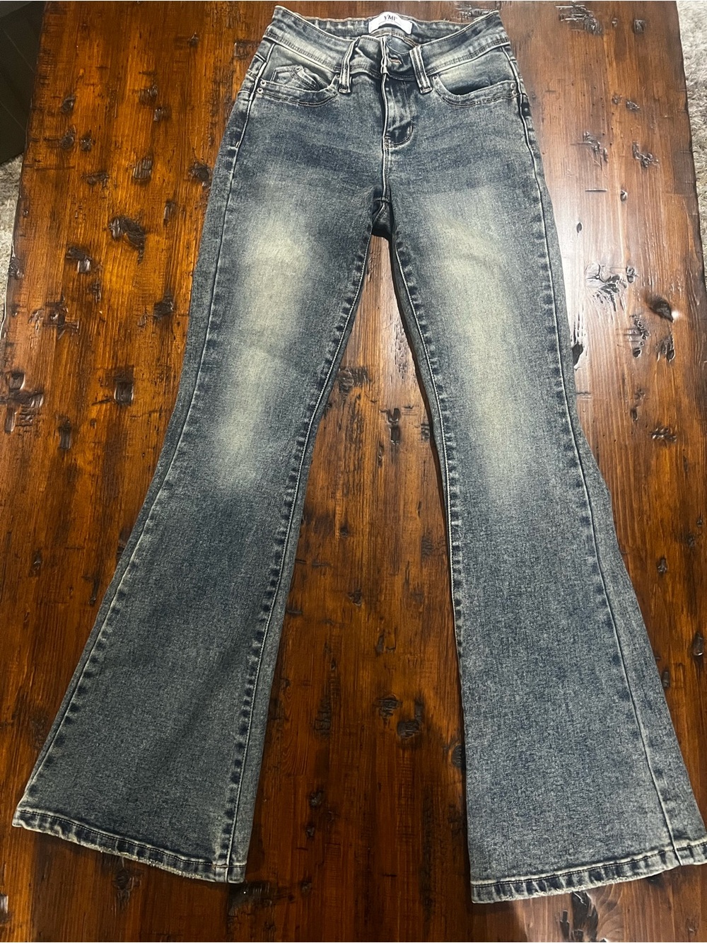 YMI Women's Washed Gray Flare Jeans